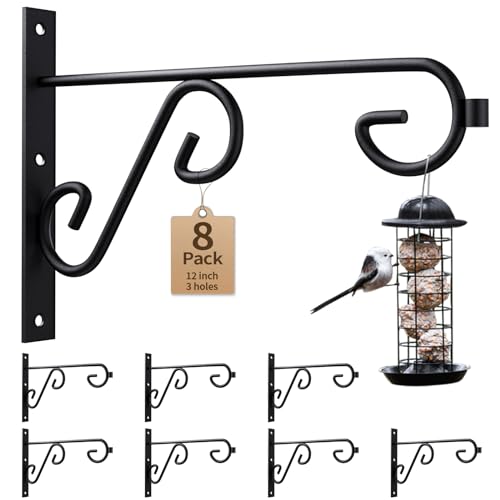 plant hanger bracket Bulk 8Pack Black 12Inch Metal Wall Hook Indoor Outdoor - color: Black/8Pack, size: 12 Inch