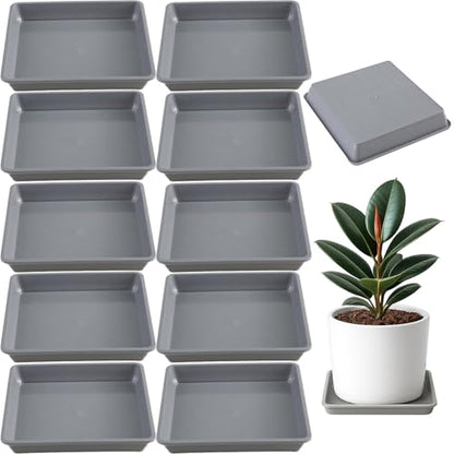 10 Pack Square Plant Saucer 10 Inches Plant Trays to Catch Water, Gray - color: Gray, size: 10 Inch