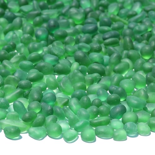 QYGL Sea Glass Stones - 2.9LB/46.4oz Green Frosted Glass Pebbles - color: Green