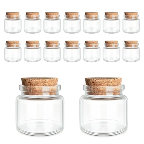 JIUYUE 16-Pack 0.68 oz (20ml) Small Glass Bottles with Cork Stoppers