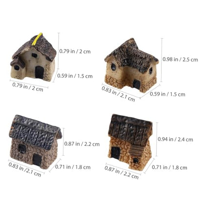 Garneck 4Pcs Miniature Fairy Garden Houses: Resin Mini Village House for Bonsai Terrarium Patio Micro Desk Landscape Decor Garden Patio Desktop Ornament Decorative (Random Style)