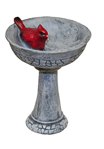 G & F Products MiniGardenn 10027 Fairy Garden Cardinal Birdbath Pick