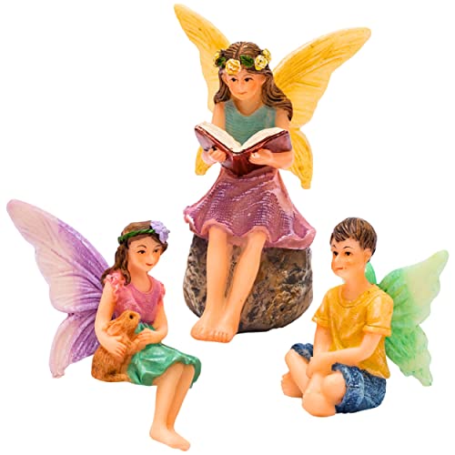 PRETMANNS Fairies for Fairy Garden Accessories Kit Outdoor, 3 Piece Set | Adorable Statue Accessories Kit, Outdoor Miniature Garden, Fairy Figurine Figures