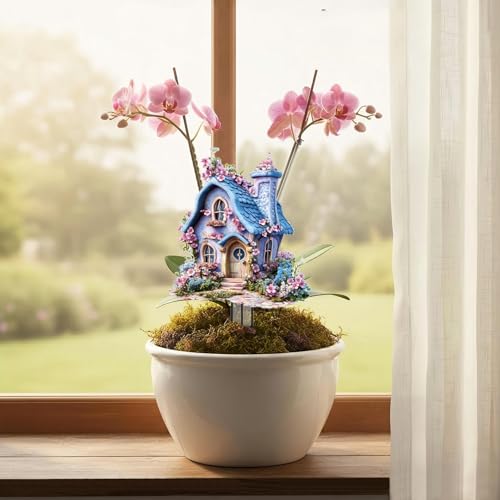House Garden Stakes Decor Yard Acrylic - 2D Spring Garden Acrylic Sign Decoration, Yard Art, Gift for Nature Lovers, for Indoor & Outdoor Flower Pots, Yard, Mini Gardens & Lawn (5.9”x5.9”) Y26