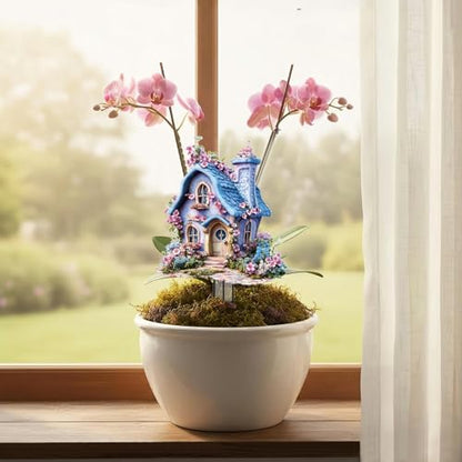 House Garden Stakes Decor Yard Acrylic - 2D Spring Garden Acrylic Sign Decoration, Yard Art, Gift for Nature Lovers, for Indoor & Outdoor Flower Pots, Yard, Mini Gardens & Lawn (5.9”x5.9”) Y26