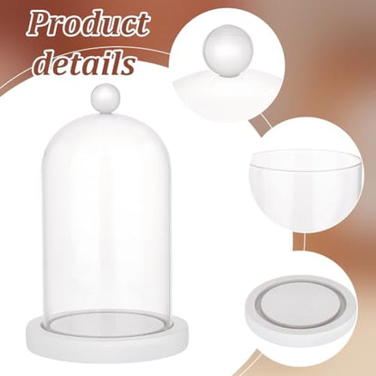 PH PandaHall Glass Dome with Base Cloche Cloche Bell Jar Display Dome Case Glass Decoration Bottles for Plants Flower Display Clay Succulents Storage Home Party Favor Decoration 3.5x7 inch