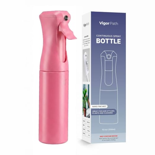 VIGOR PATH Continuous Mist Pink Spray Bottle 300ml Fine Mist for Hair - color: Pink - 10oz