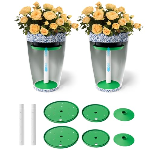 2 Pack Adjustable Height Planter Inserts for Large Pots | Tall Tapered Plant Riser for Inside Pots - size: 2-Pack Short Lift 11-17” Rise