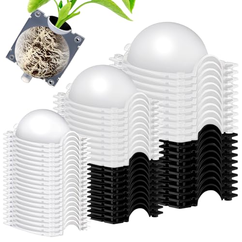 Threehoney 30 Pcs Air Layering Propagation Kit Reusable Half Black Half Transparent Grafting Ball Air Layering Pods Propagation Box Plant Rooting Grafting Box for Plants, Large, Medium, Small - size: Large, Medium, Small