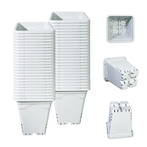 HG7X7SW 7"x7" Square White Pot, 9" Tall Pack of 50 - size: 7"x7"-50PCS