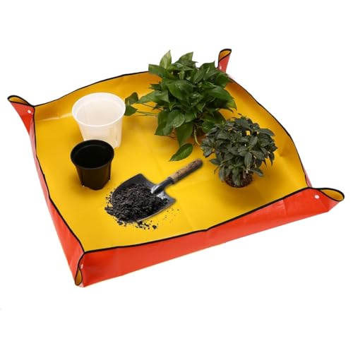 Extra Large Portable Gardening Tray Orange Repotting Mat 39.5" X 39.5" for Indoor Plants Transplanting Potting Mix Mess Control Garden Gifts for Women Grandma Birthday