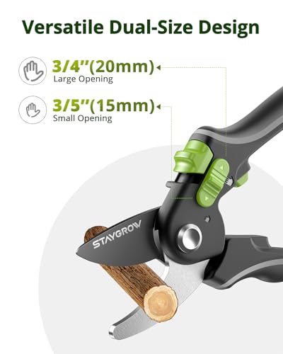 Gardening Scissors, Sharp Plant Trimming Scissors 2 Pack - size: 6.5" Straight & 8.5" Bypass