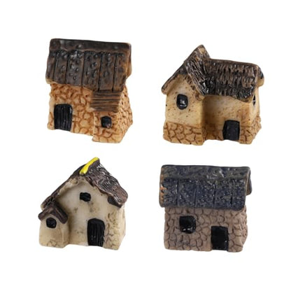 Garneck 4Pcs Miniature Fairy Garden Houses: Resin Mini Village House for Bonsai Terrarium Patio Micro Desk Landscape Decor Garden Patio Desktop Ornament Decorative (Random Style)