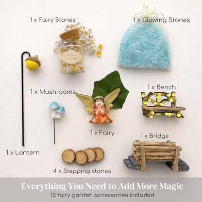 Fairy Garden Accessories Set, 10-Piece Hand-Painted Resin Figurines for Indoor/Outdoor Fairy Gardens, Plant Pots & Terrariums, Add-On Decor for Existing Fairy House Scenes, Gift-Ready Packaging