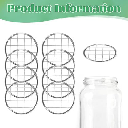Metal Mason Jar Lid, 8 PCS Flower Jar Frog Lid Insert Floral Arrangement Supplies Floral Organizer Lids Insert with Square Grids Flower Arrangement Holder for Regular Mouth Mason Canning Jars - size: Small6.8cm