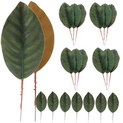 30 Pcs Artificial Magnolia Leaves, Faux Greenery Leaf Branches, Fake Floral Stems Decorations for DIY Wreath Vase