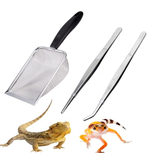 Reptile Sand Substrate Scoop Fine Mesh Reptile Feeding Tong (Black-2mm) - color: Black-2mm