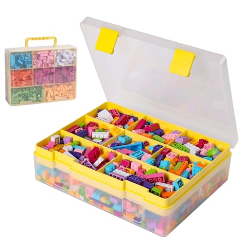 Douorgan Toy Storage Organizer for Lego Stackable Organizer Bins Portable Organizer Containers Storage Box Plastic Case for Bead Bracelet Making DIY Jewelry Nail Charms (Yellow) - color: Yellow