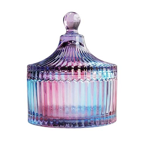 CHOOLD Luxury Purple Blue Tent Shaped Crystal Candy Jar with Lid,Clear Glass Apothecary Jar Wedding Candy Buffet Jar Food Jar. 10oz - color: Purple-Blue-S