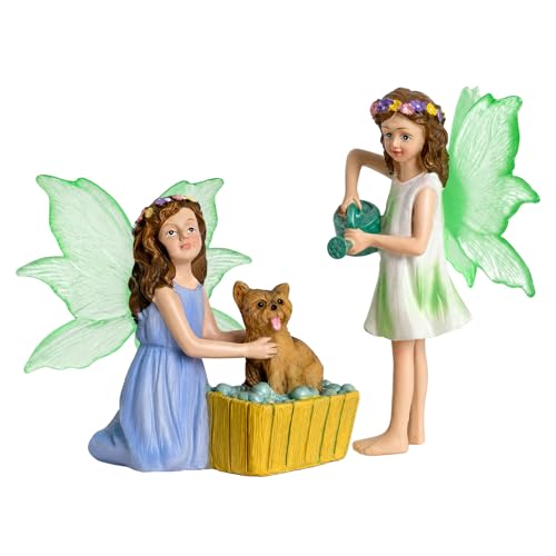 DONABELA Fairy Garden Figurines Set, 2PCS Miniature Dog Bath Statues, Garden Decor Accessories for Outdoor Patio, Yard, Lawn, Succulent Planter, Micro Landscape, Tiny Gift Kit - style: xv-3