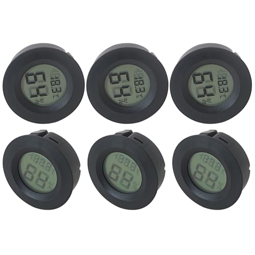 Upgraded 6-Pack Round Hygrometer Thermometer Digital Humidity Meter Indoor/Outdoor Humidity Monitor Reptile Hygrometer for Warehouse Humidors Terrarium Jars, Fahrenheit (℉) /Celsius(℃) by Bryzantine
