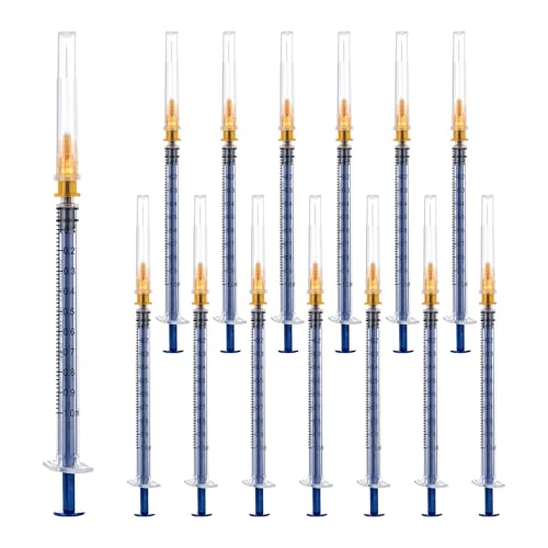100 Pack 1ml 25 Gauge 1 inch Disposable Syringes with Needle 1cc Luer Slip Syringe for Scientific Lab Use, Individually Wrapped - style: IWLB-1ml-25G 1 Inch
