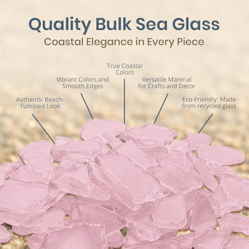 Sea Glass for Crafts – 11oz Pink Sea Glass Decor, Tumbled Seaglass, Beachglass for Crafts, Seaglass for Beach Accents, Coastal DIY Supply, Nautical Vase Filler - size: 11 Ounces