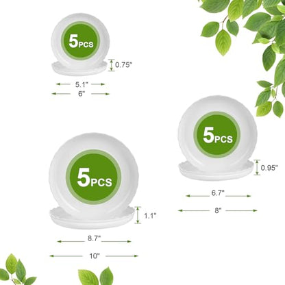 15 Pcs Plastic White Round Wave Plant Saucer,6 Inch/8 Inch/10 Inch,Durable Duty Flower Plant Pot Drip Tray Container for Home Garden Indoor and Out Door Plant - color: White