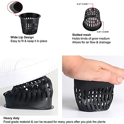 ORIMERC 30 Pack 3 inch Net Cup Pots with 30 feet Hydroponic Self Watering Wick & 30 Plant Labels Aquaponics Mason Jar Bucket Insert Orchid kratky Vegetable Gardening Growing Netted Basket Slotted Mesh - size: 3 inch(30 Pack)
