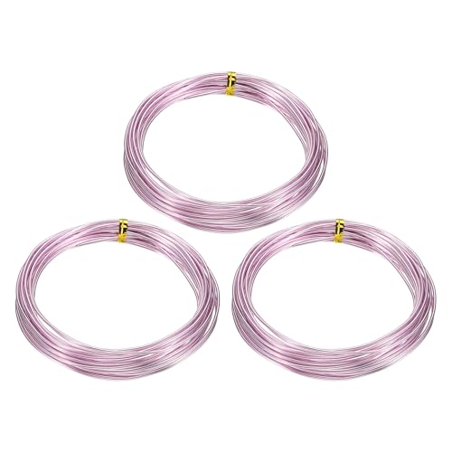 HARFINGTON 3 Roll Bonsai Wire 1.5mm Each Roll 16.4ft (5m) Anodized Aluminum Bonsai Wire for Gardening Tree Branch Fixing DIY Crafting, Pink - color: Pink, size: 1.5mm x 16.4 ft