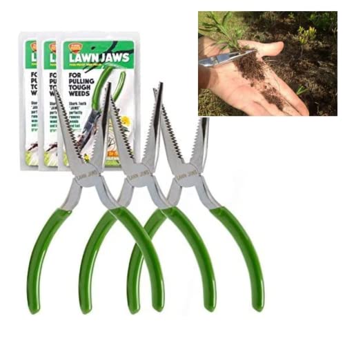 Lawn Jaws The Original Sharktooth Weed Puller Remover & Gardening Tool Weeder (3 Pack)-Pull from The Root Easily! Ergonomic Handheld Weeding Tool for Spring Summer Cleaning, for All Ages & Abilities - size: 3 Pack