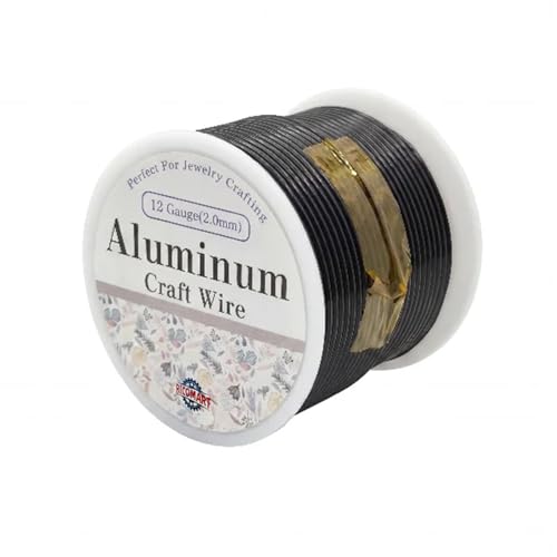 12 Gauge Aluminum Craft Wire Black 80FT 2mm, Jewelry Making, Flexible Bendable Armature Wire for Sculpting, Floral Crafts, Metal Wire Wrapping, DIY Art Projects & Wreath Making - color: Black, size: 12gauge