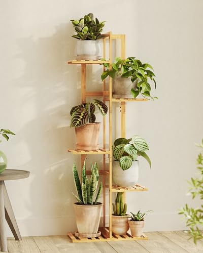 Bamworld Bamboo Plant Stand Indoor 5 Tiered Plant Shelf, Natural 43 Inch - color: Natural 5Tiered