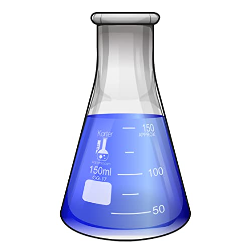 150ml Flask, Narrow Mouth Erlenmeyer, Borosilicate 3.3 Glass, Karter Scientific 213G6 (Case of 48) - size: 150ml, style: Pack of 48