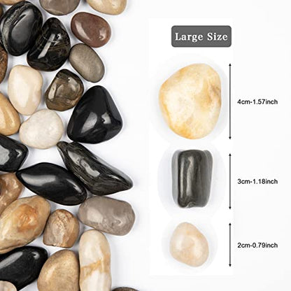 20lbs Mix Natural River Rocks, High-Polished Pebbles for Plants Garden, 1-2 inch Decorative Mix Stones, Ideal for Fish Tank, Vases, Crafting, Home Decor and Garden Landscaping Rocks,Mix - size: 20 Pounds, style: Mixed