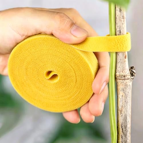 3rolls 2m Reusable Cable Ties Self Adhesive Loop Bundle Fastener Management Nylon Plant Vines Tie Garden Supplies,1cm Width (Yellow1) - color: Yellow1