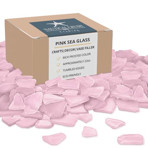 Pink Sea Glass – 22oz Beach Glass for Crafts, Vase Fillers & Decor – Bulk Tumbled Seaglass Pieces for DIY Projects – Recycled Seaglass for Home, Weddings & Art - size: 22 Ounces