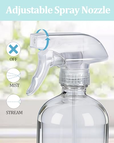 2 Pack 360° Glass Spray Bottles with Silicone Sleeve Grey&Blue | 360° Inverted Spray Nozzle, Gravity Ball Designed for Cleaning Crack & Crevice, Leak-proof and Pressure-Resistant Design - color: Grey&Blue