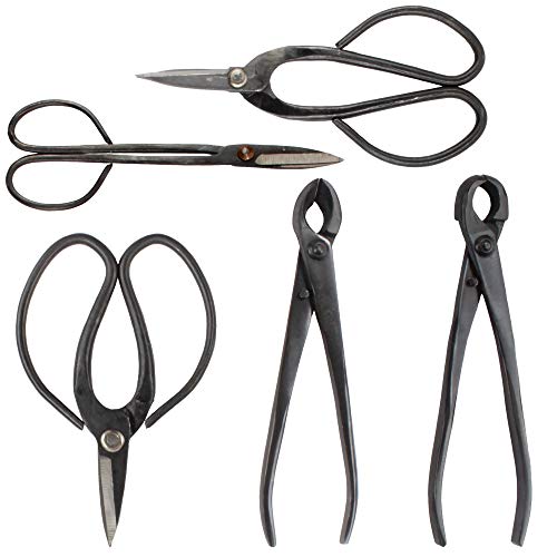 BambooMN 5 Piece Bonsai Shear Tool Set, Concave Cutter, Knob Cutter, Bonsai Trimming, Beginner Friendly - 1 Set - color: 5-Piece Bonsai Set