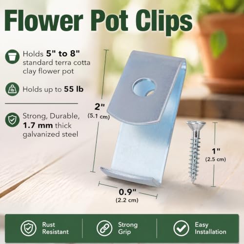 Tosnail 20 Pack Metal Flower Pot Clips, Holds 5" to 8" Standard Terra Cotta Clay Flower Pot