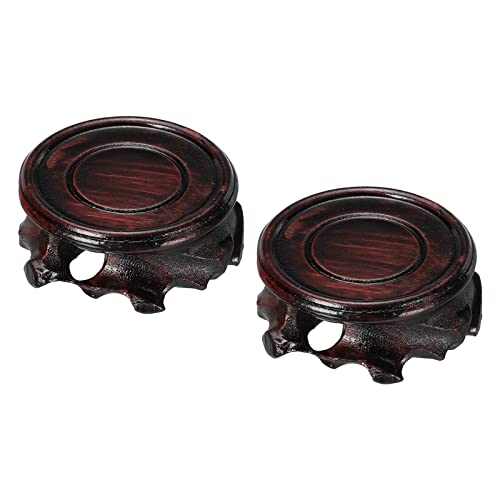 MECCANIXITY Wooden Stand Holders Displays Base 50mm Diameter Black for Vase Bonsai Stone Pack of 2