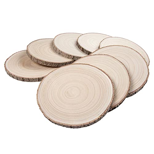 Maputune 8 Pcs 12-13 in Large Unfinished Wood Slices for Centerpieces, Natural Rustic Wooden Plate for DIY Craft, Round Wood Chips for Signage Painting Wedding Party Christmas Decor - size: 12-13 IN, 8pcs