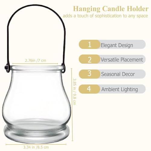 4PCS Hanging Candle Holder for for Wedding,Glass Tea Lights Candles Holders | Clear Terrarium Containers Small Glass Globes Ornament Votive Candleholders for Party Celebration Decoration
