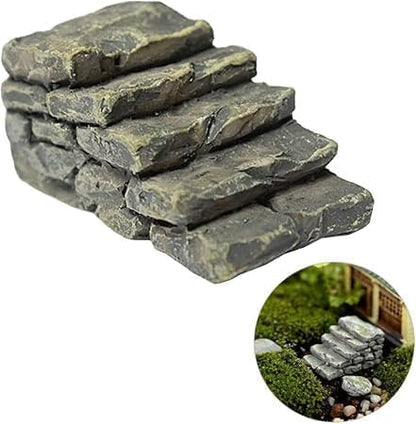 2Pcs Mini Resin Bridge Stair Stone Straight Bridge Stairs Stone Steps Garden Fairy Ornament Flower Pot Plant Micro Landscaping Decor Bonsai Craft Outdoor Statues Outdoor Decor, Decorations