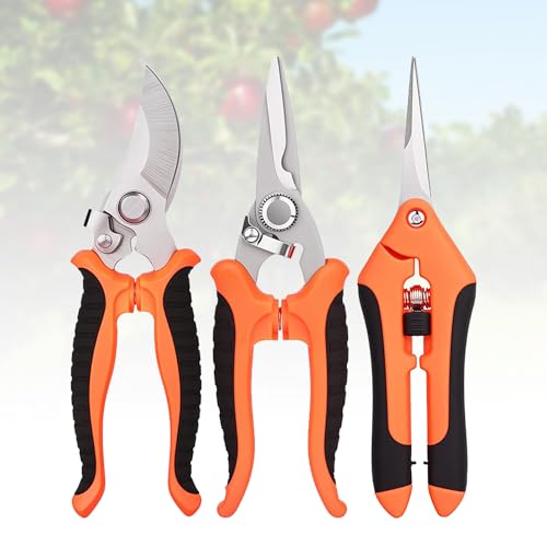3-Pack Garden Pruning Shears for Garden Plants and Flowers - Stainless Steel Blades - Orange - color: Orange, size: 3pcs