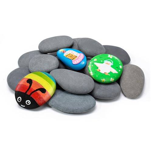 Simetufy 2"-3" 15 Pcs River Rocks for Painting Flat Smooth for Crafts - size: 2-3"-15pcs