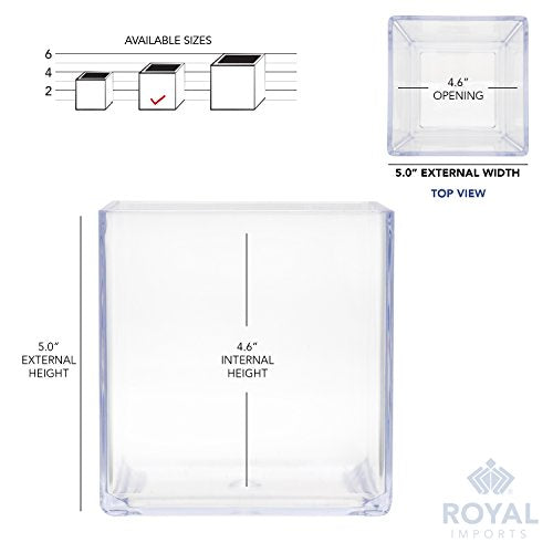 Royal Imports Acrylic Square Vases for Centerpieces Non-Breakable 5" Clear - size: 5"x5"