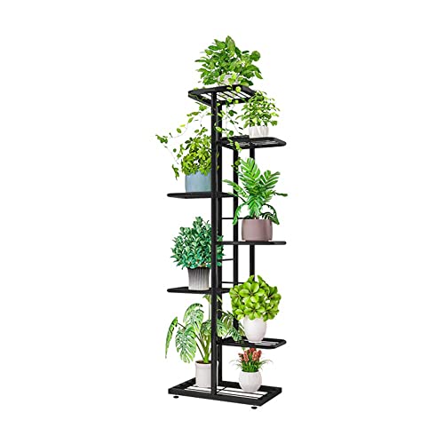 MTB Garden 7 Tier Charcoal Grey Metal Plant Stand Indoor Outdoor Flower Pot Display Planter Shelf - color: Dark Grey, size: 7 Tier