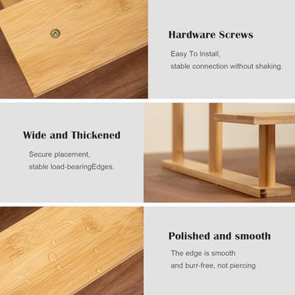 Mini Desktop Plant Stand Indoor Multi-Layer Window Sill Flower Stand Bamboo Succulent Window Sill Stand Bracket For Home , Office, Living Room, Bedroom Plant Display(Three-Layer)