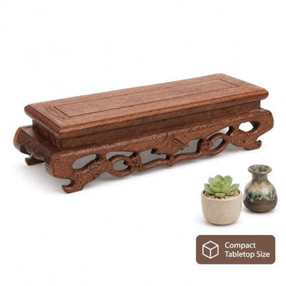 Wooden Display Stand 8.85 X 2.75 X 2.16 in Solid Wood Display Base for Figurines Vase Stand Plant Pot Riser Fish Bowl Riser Tabletop Home Decor